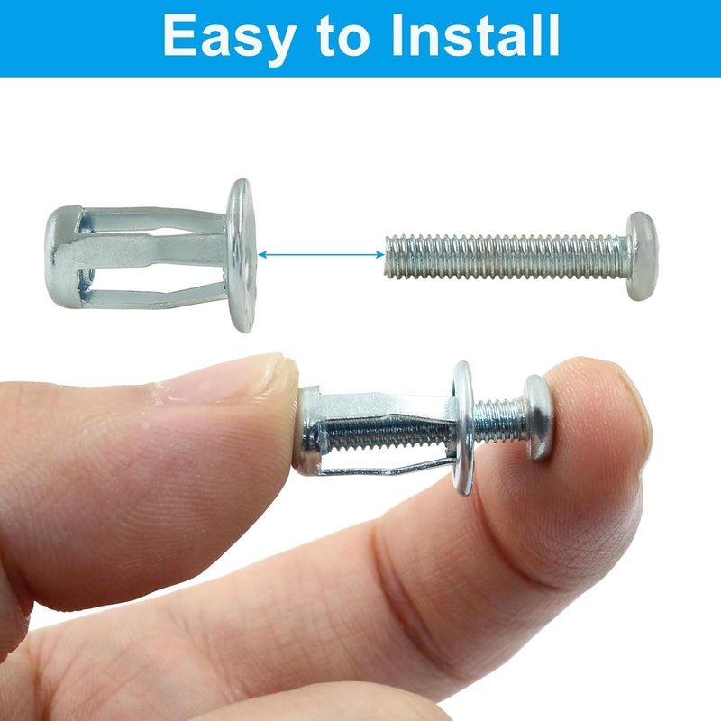 Dijedev 20 Pcs M4 x 20 Carbon Steel Hollow Wall Anchors, Silver, Hex Head Screws, 10 kg Shear Strength, Ideal for Hollow Doors, Aluminium Cladding, Steel Pipe, Iron Sheet, Plastic Sheet - Image 4